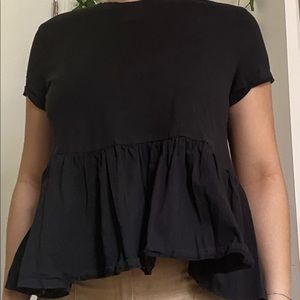 Black shortsleeved peplum shirt